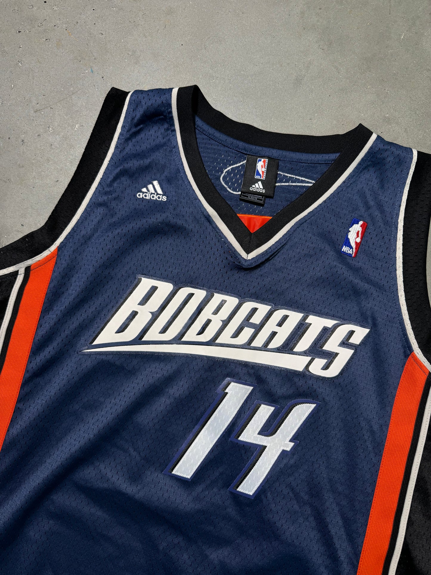 00’s Charlotte Bobcats D.J. Augustin Vintage Blue Reebok Stitched Adidas NBA Swingman Jersey (XL)