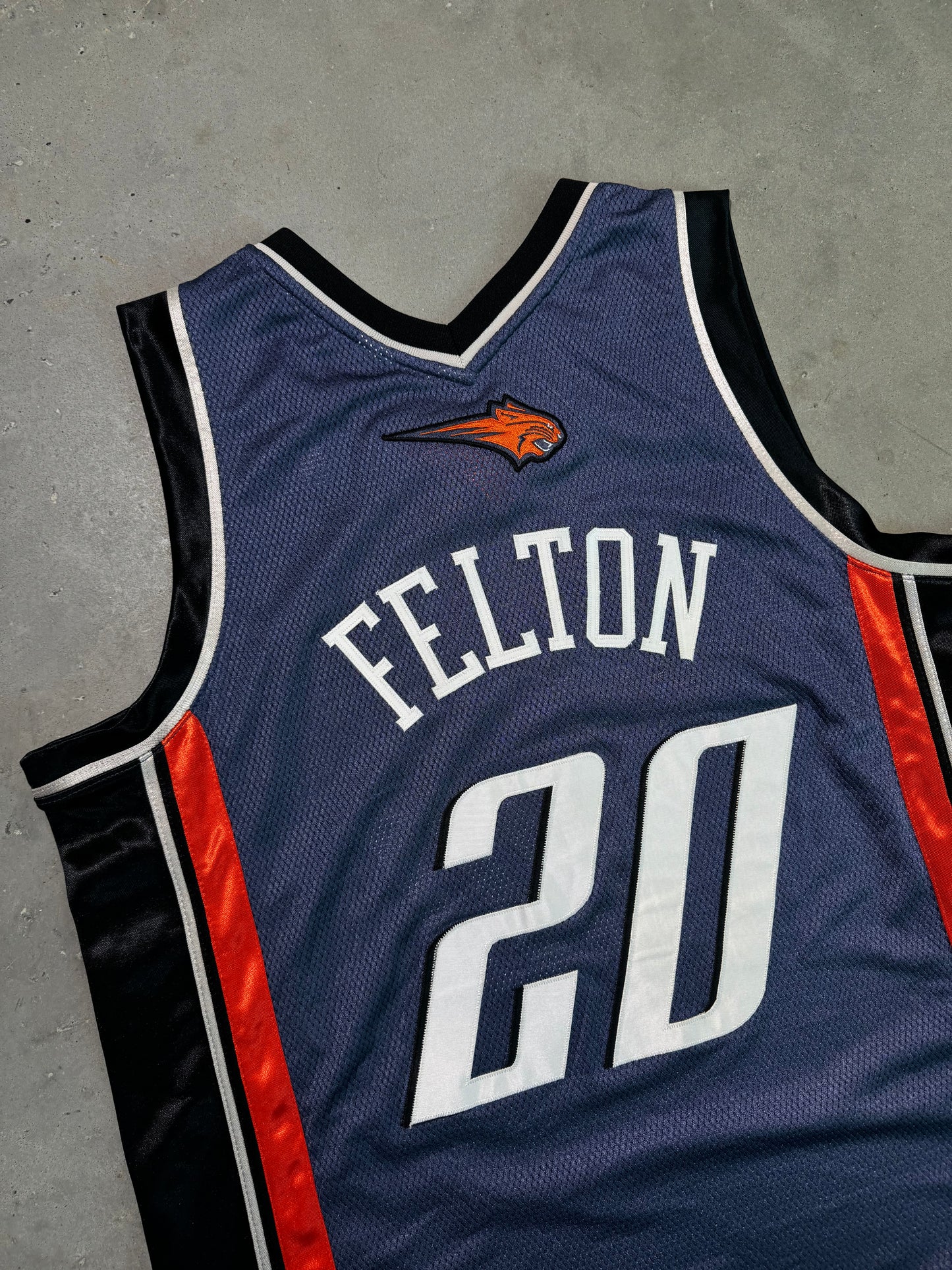 00’s Charlotte Bobcats Raymond Felton Vintage Blue Full Embroidered Adidas NBA Authentic Jersey (44/Large)