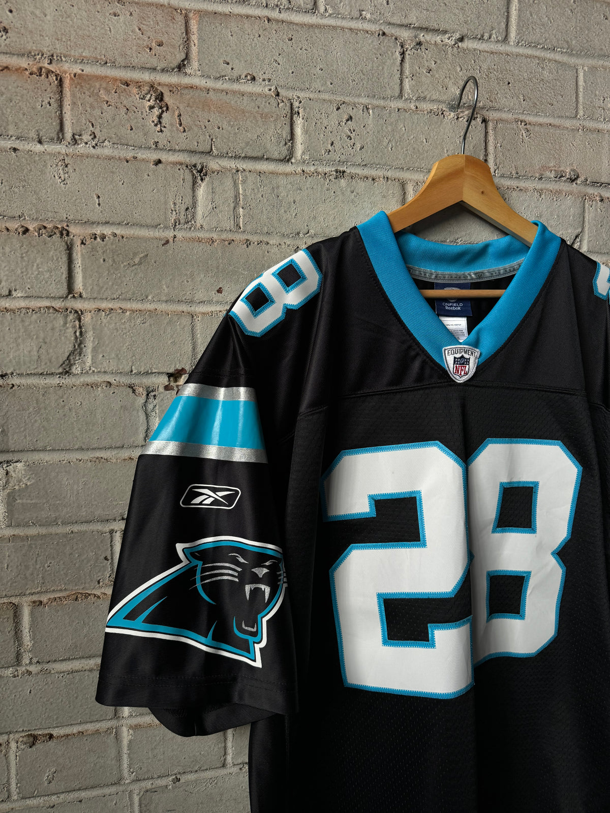 00’s Carolina Panthers Jonathan Stewart Vintage Black Reebok Stitched Swingman NFL Jersey (Large)
