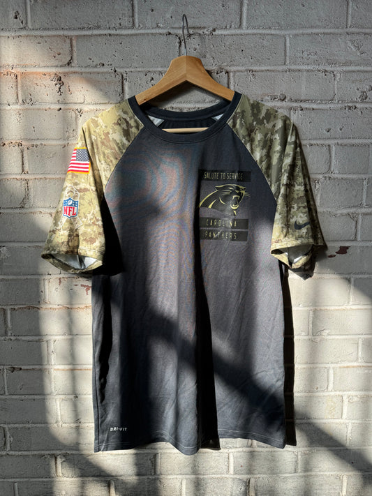 2016 Carolina Panthers Nike Salute To Service Camo NFL Tee (Medium)