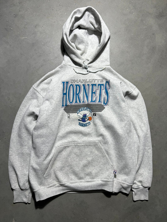 90’s Charlotte Hornets Vintage Heather Grey Logo 7 NBA Hoodie (Boxy XL)