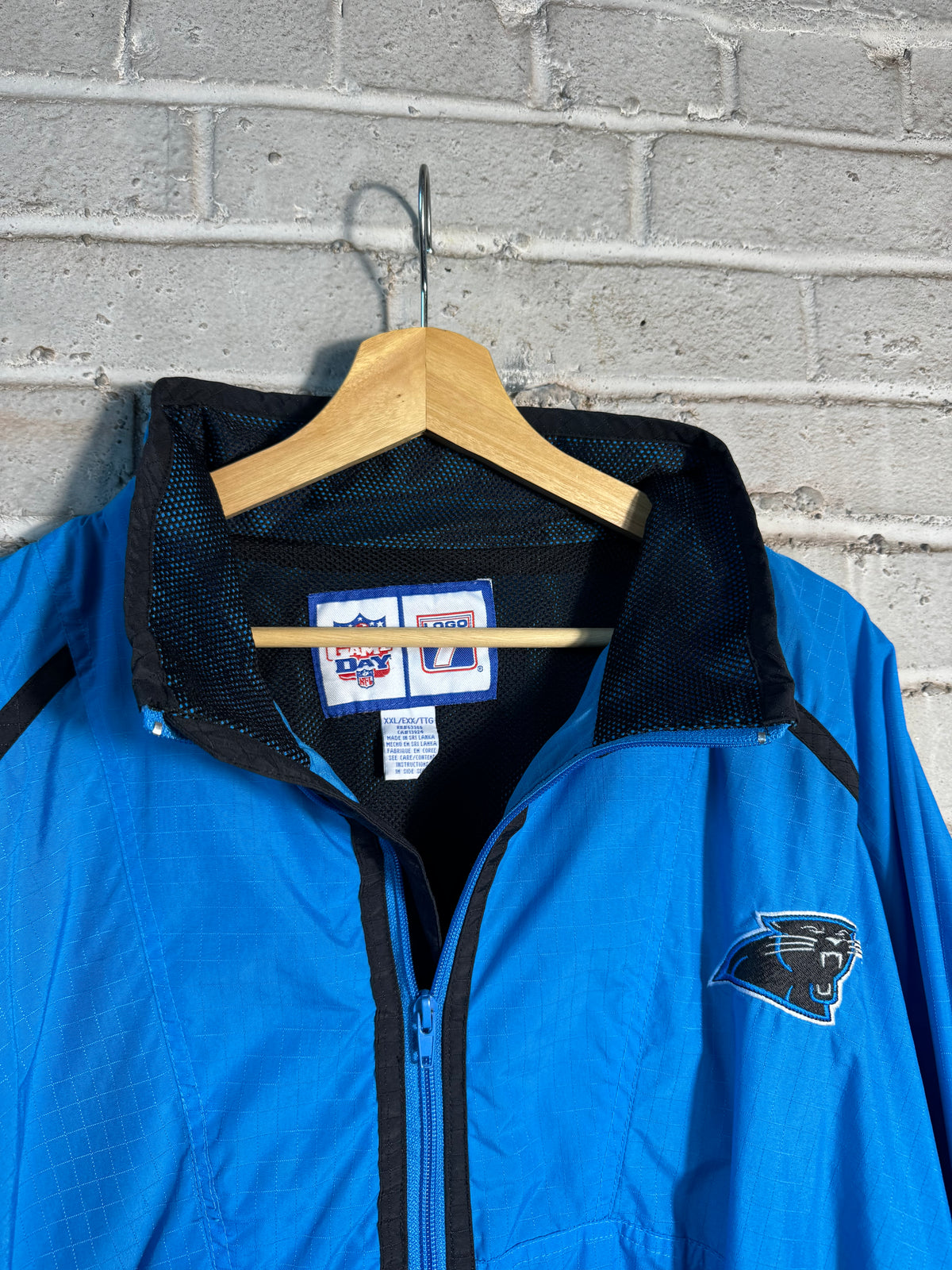 90’s Carolina Panthers Vintage Blue Logo 7 Full Zip NFL Windbreaker Jacket (XXL)