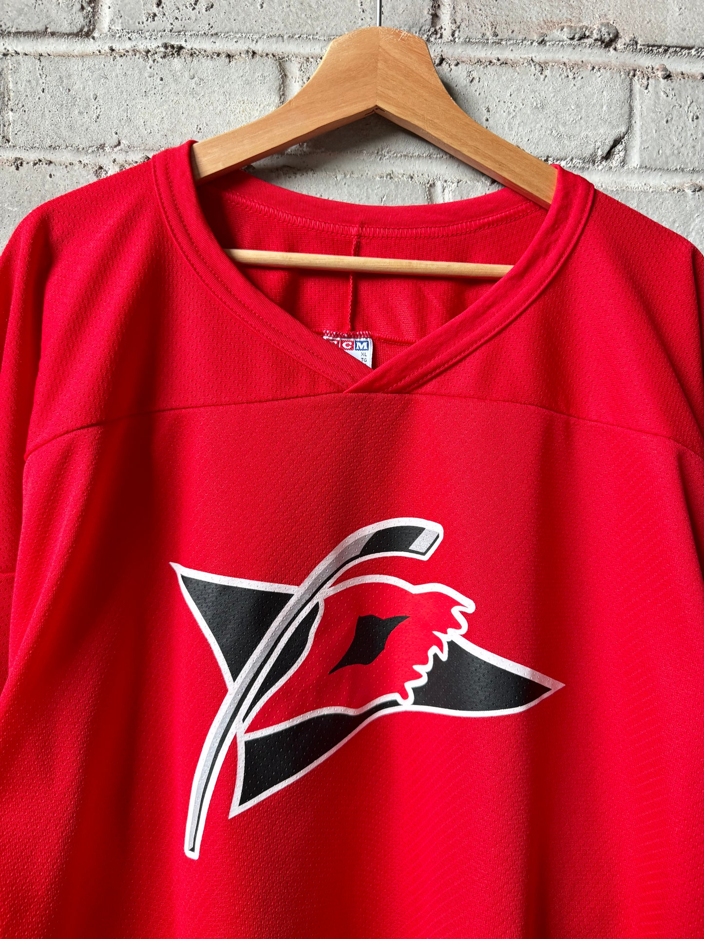 90’s Carolina Hurricanes Vintage Red CCM Alternate Logo Practice NHL Jersey (XL)