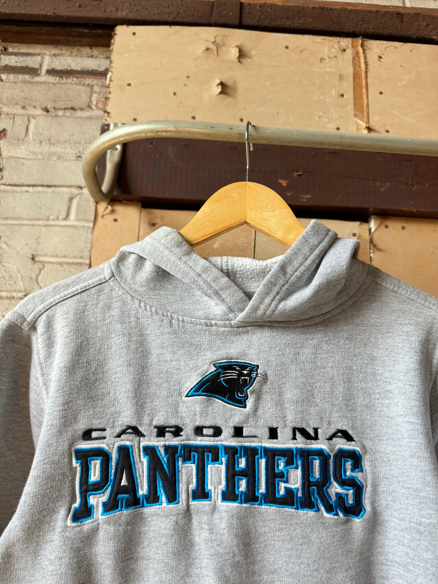 00’s Carolina Panthers Vintage Grey Reebok Embroidered NFL Hoodie (Youth Medium)