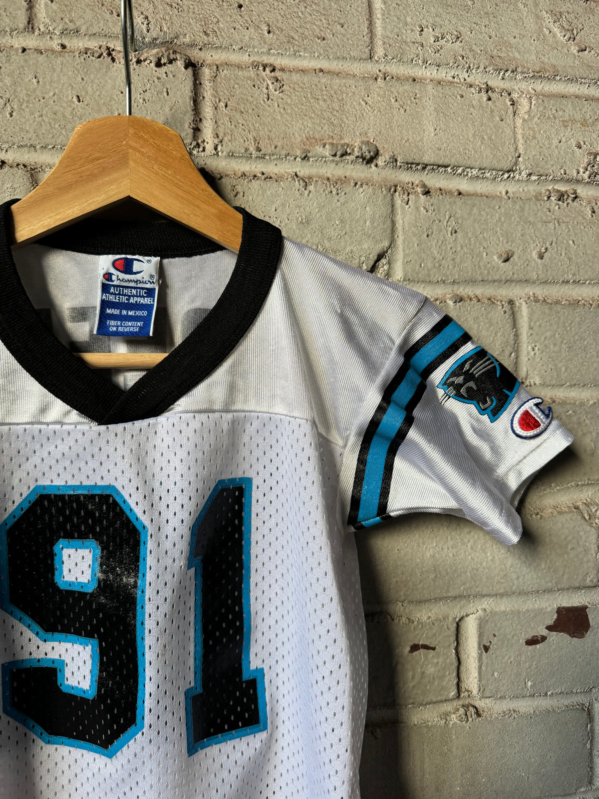 1996 Carolina Panthers Kevin Greene Vintage White Champion NFL Jersey (Youth Medium)