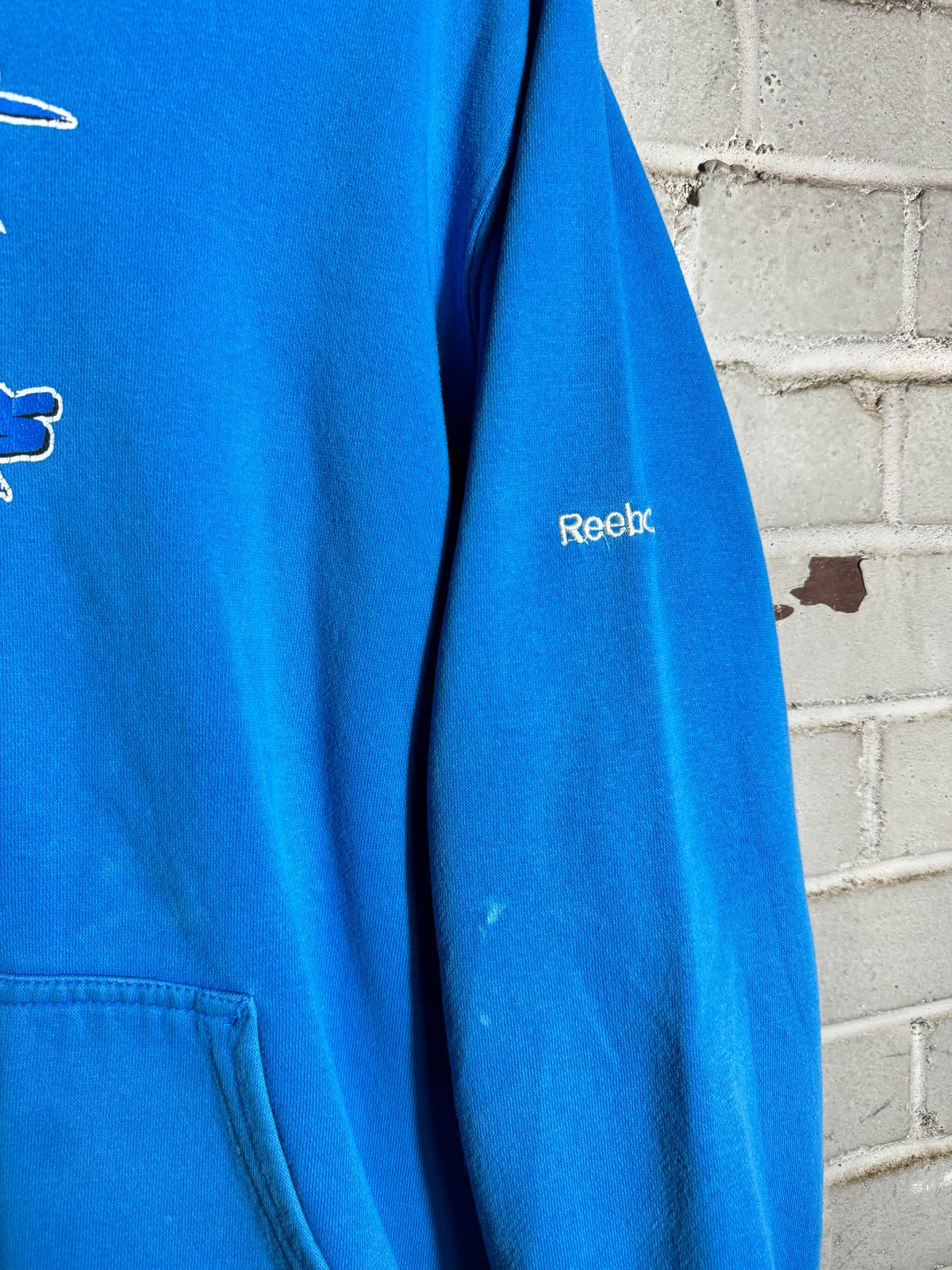 00’s Carolina Panthers Vintage Blue Reebok Cat Scratch Font NFL Hoodie (Small)