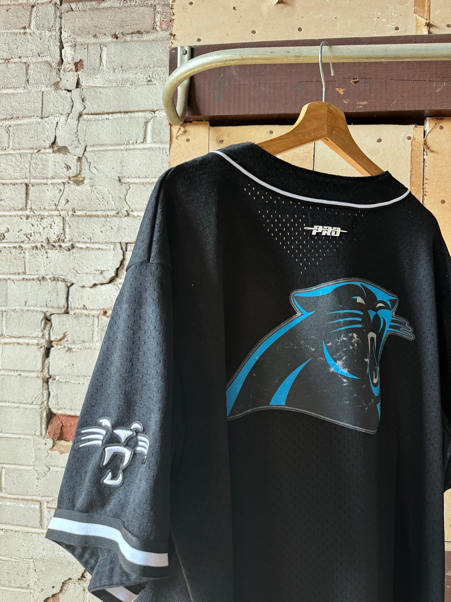 Carolina Panthers Multi Logo Embroidered Pro Standard NFL Baseball Jersey (XXL)