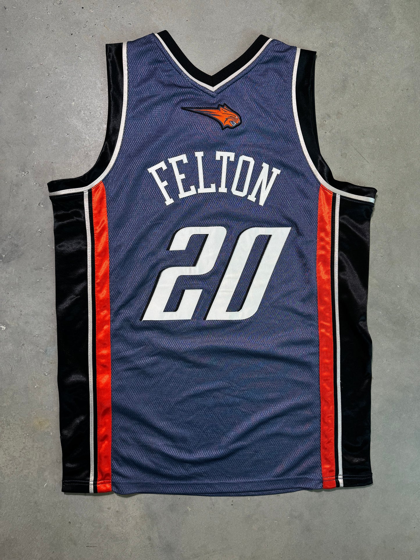 00’s Charlotte Bobcats Raymond Felton Vintage Blue Full Embroidered Adidas NBA Authentic Jersey (44/Large)