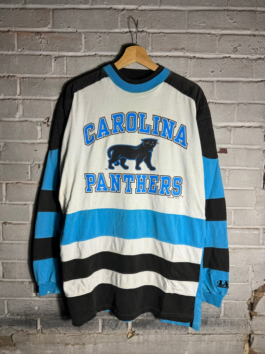 1993 Carolina Panthers Vintage Colorblocked Full Cat Alternate Logo Athletic NFL Crewneck (Large)
