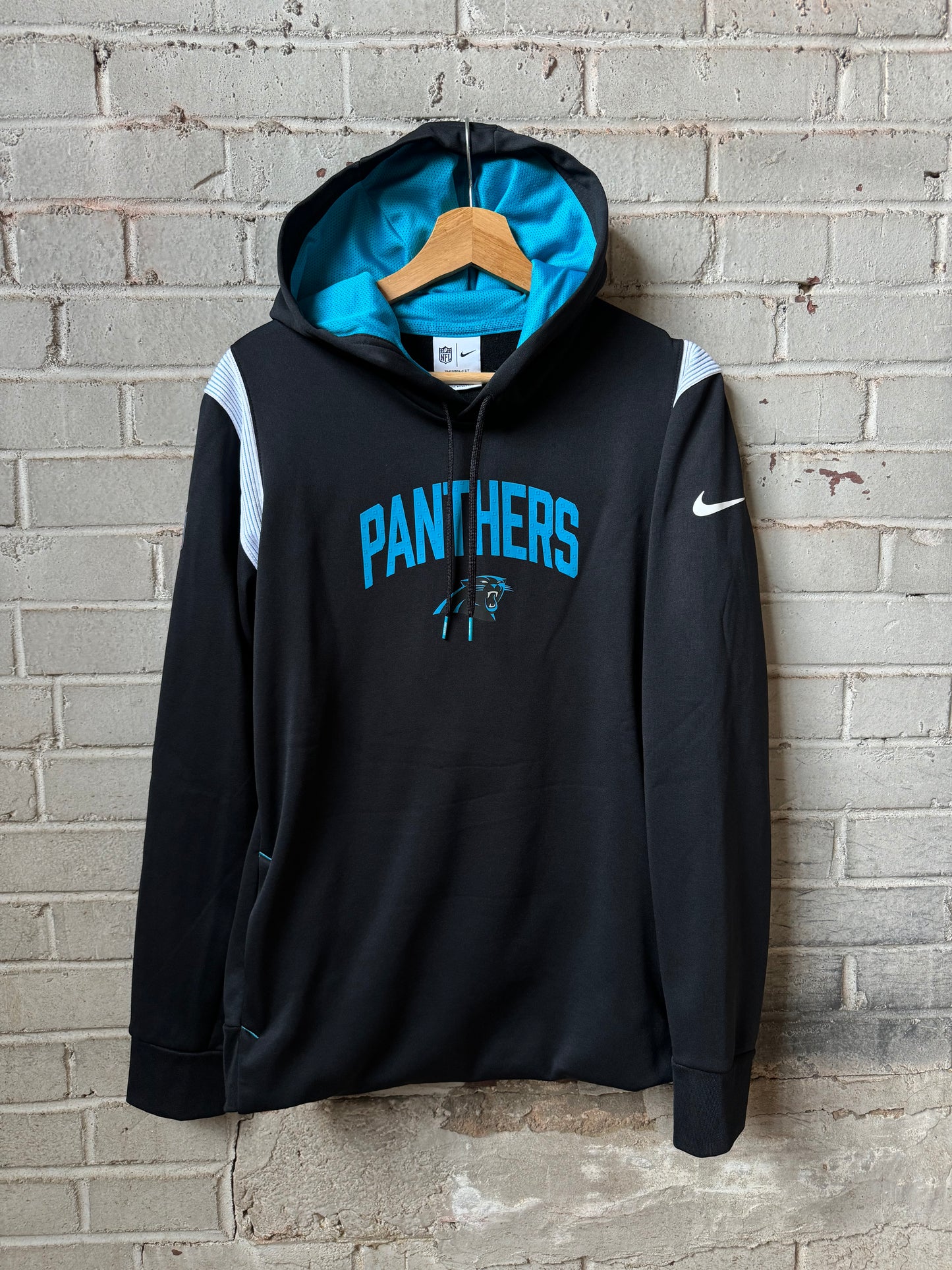 2022 Carolina Panthers Team Issued Black Nike Therma Fit Sideline NFL Hoodie (XL)