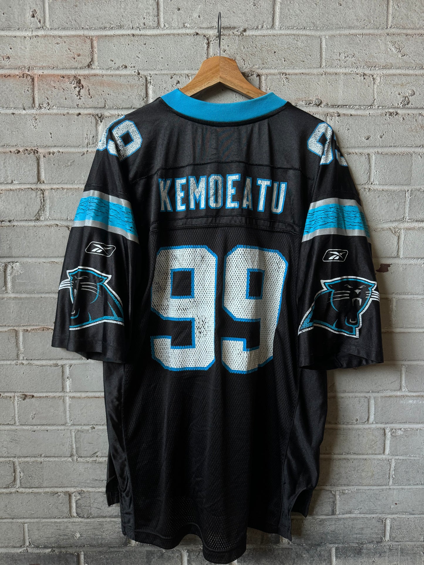 00’s Carolina Panthers Maʻake Kemoeatu Vintage Black Reebok NFL Jersey (Large)