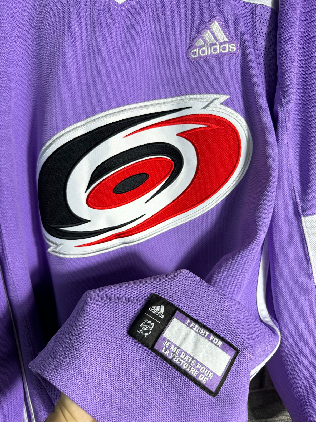 2017 Carolina Hurricanes Jaccob Slavin Hockey Fights Cancer Adidas Climalite NHL Jersey (54/XL)