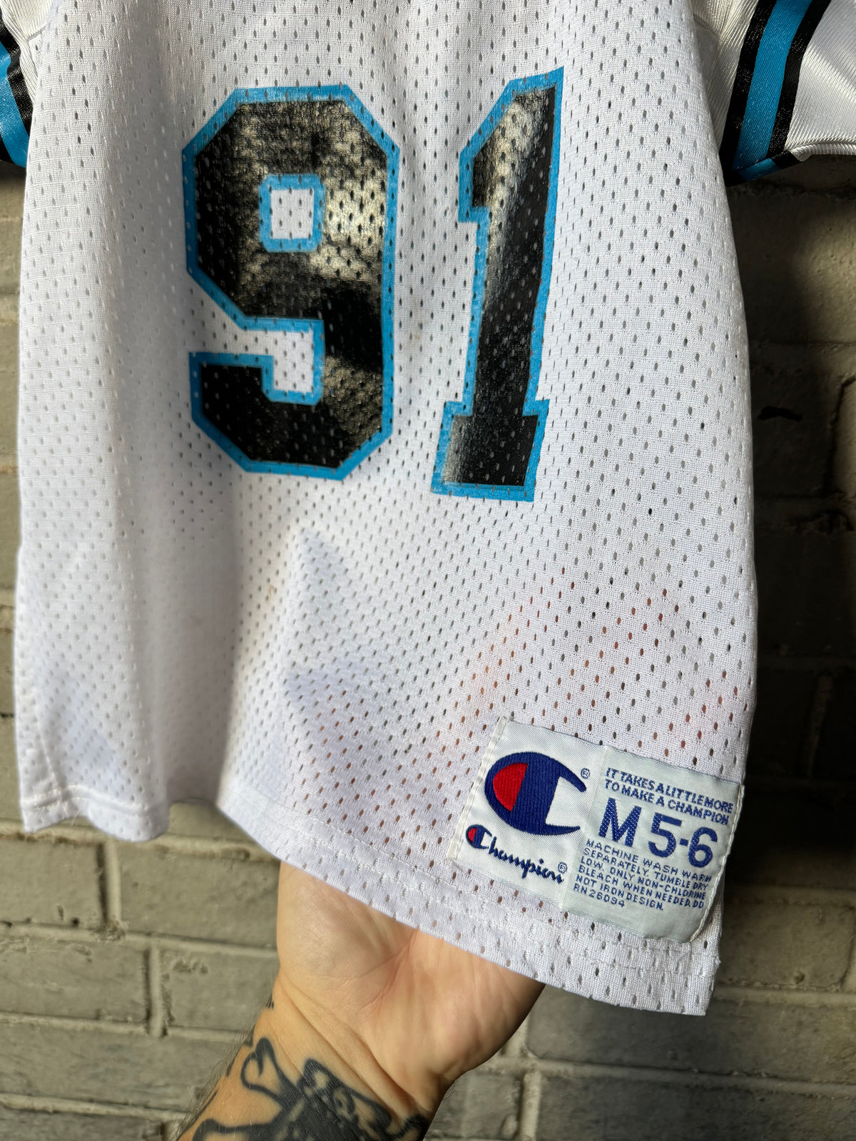 1996 Carolina Panthers Kevin Greene Vintage White Champion NFL Jersey (Youth Medium)
