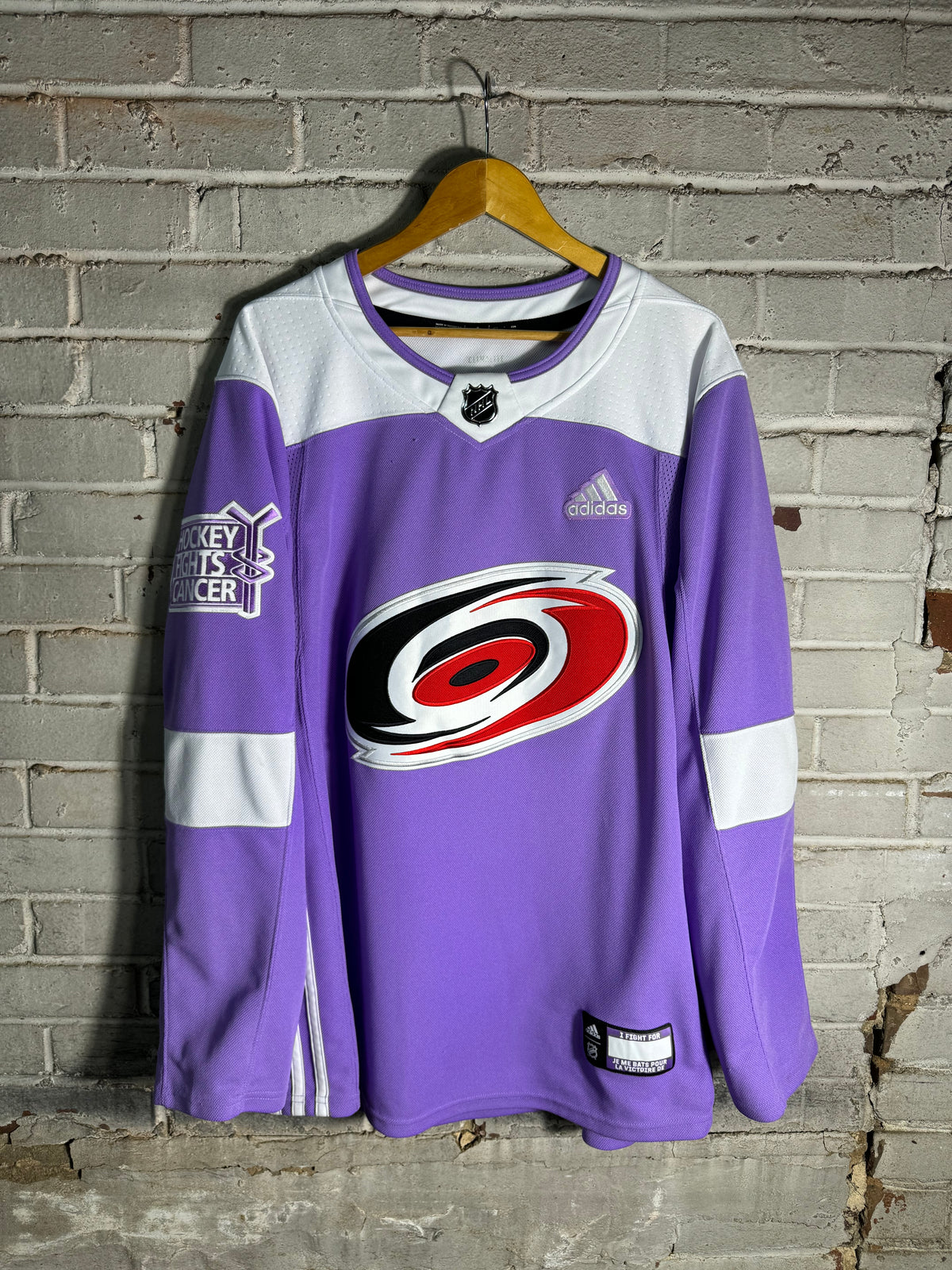 2017 Carolina Hurricanes Jaccob Slavin Hockey Fights Cancer Adidas Climalite NHL Jersey (54/XL)