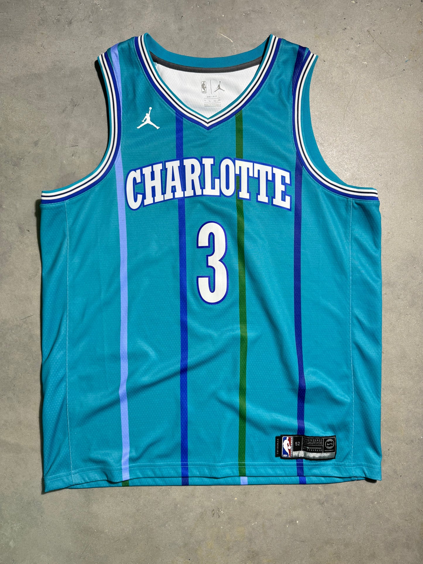 2017/2018 Charlotte Hornets Jeremy Lamb Teal Jordan Brand HWC Classics Throwback NBA Swingman Jersey (52/XL)