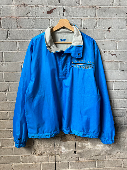 1994 Carolina Panthers Mirage Brand Reversible Blue/Khaki NFL Pullover Jacket (Medium)