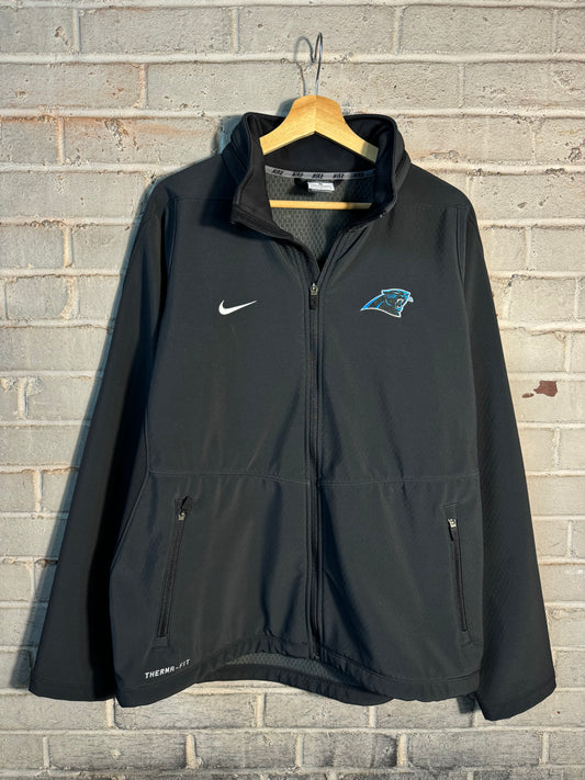 2018 Carolina Panthers Black Nike Therma-Fit Insulated NFL Sideline Jacket (Large)