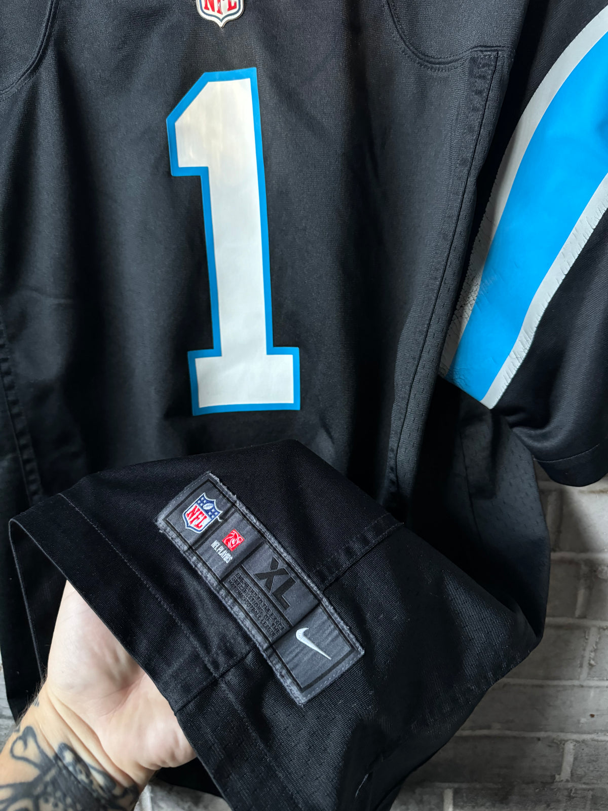 2016 Carolina Panthers Cam Newton Black Nike NFL Game Jersey (XL)