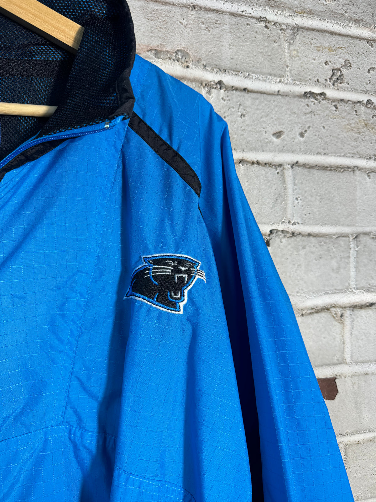 90’s Carolina Panthers Vintage Blue Logo 7 Full Zip NFL Windbreaker Jacket (XXL)