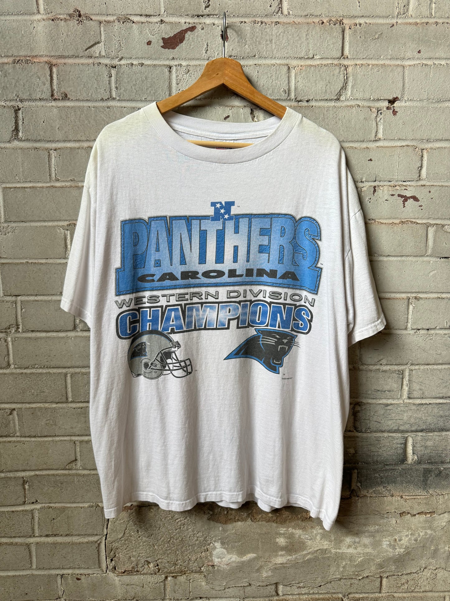 1996 Carolina Panthers Vintage Soft White NFC Western Division Champions NFL Tee (XL)
