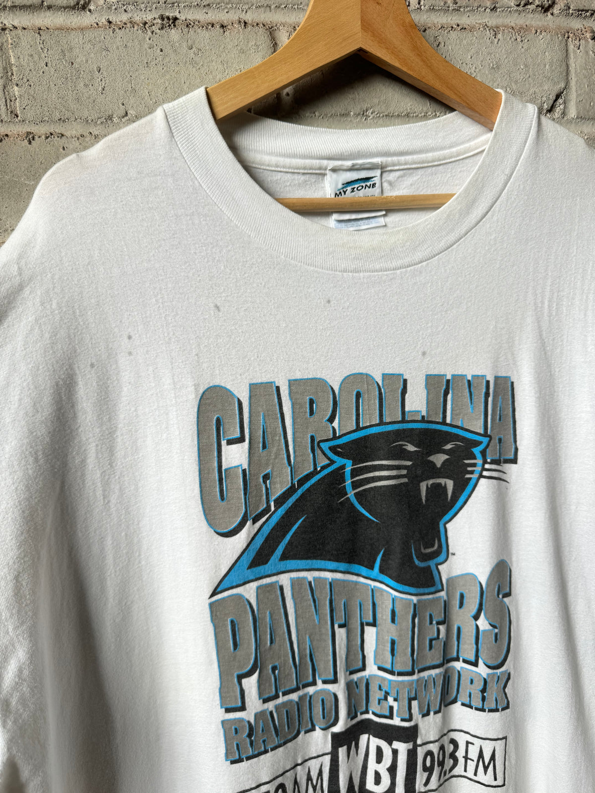 90’s Carolina Panthers Radio Network Vintage White NFL Tee (XXL)