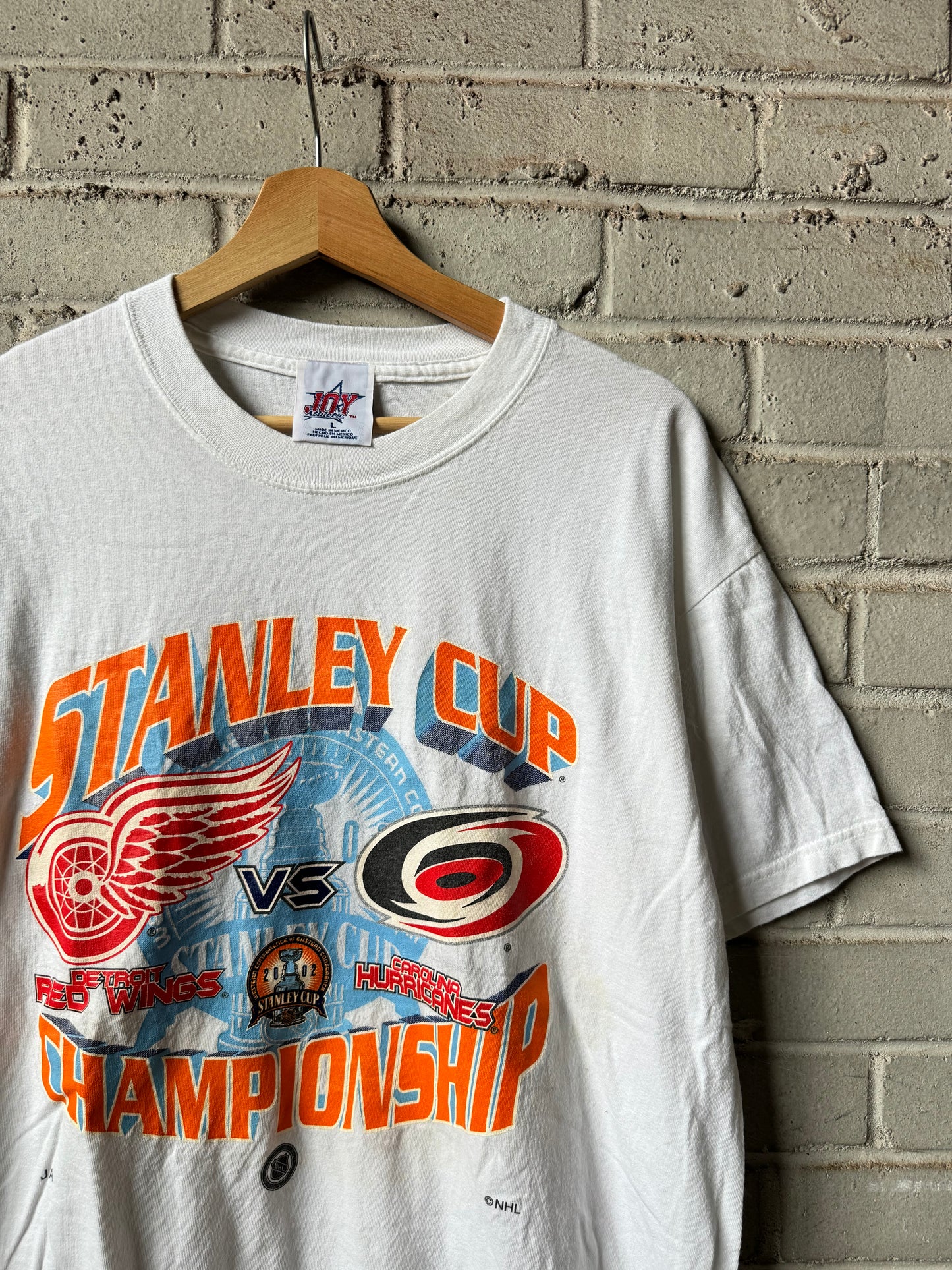 2002 Carolina Hurricanes vs. Detroit Red Wings Vintage White Stanley Cup NHL Tee (Large)