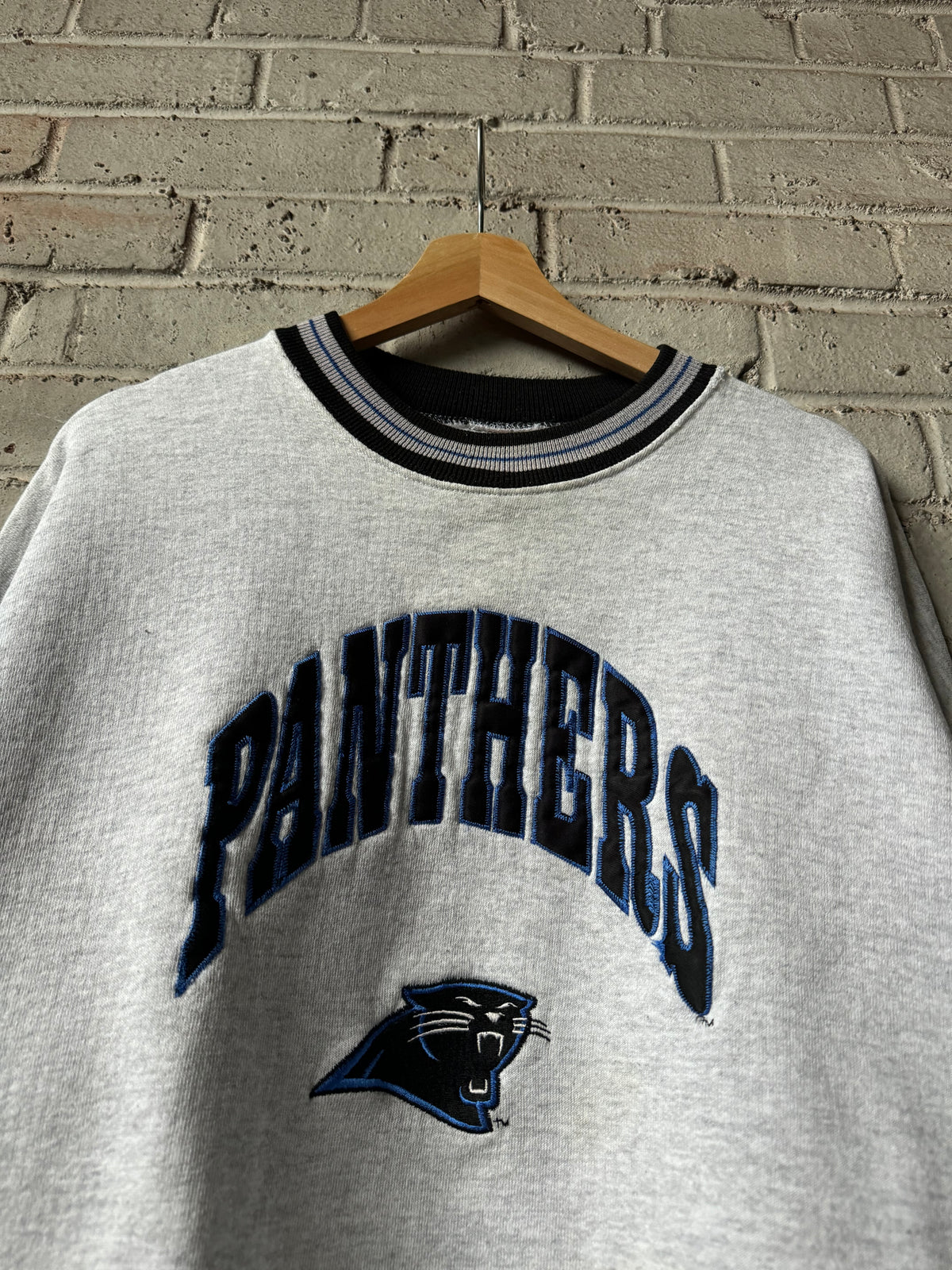 90’s Carolina Panthers Vintage Heather Grey Legends Sportswear Heavyweight Embroidered NFL Crewneck (XL)