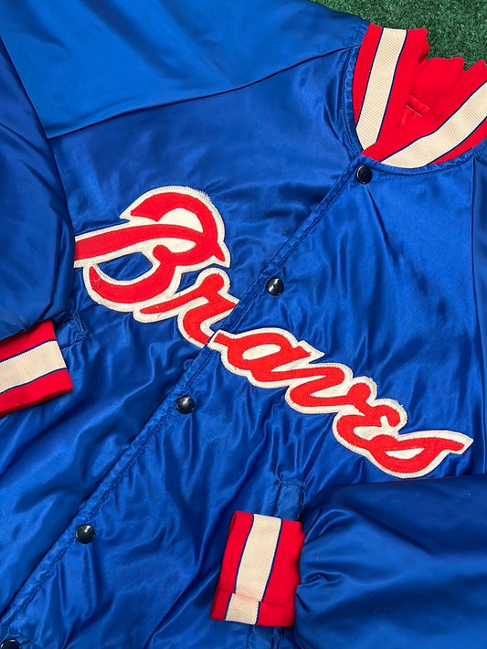 80’s Vintage Atlanta Braves Starter Satin MLB Bomber Jacket (Large)