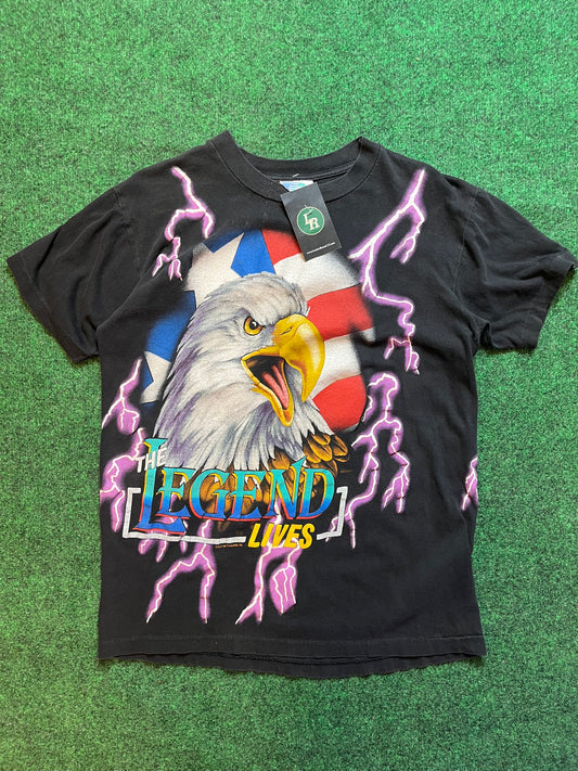 90s American Thunder Eagle Purple Lightning Shirt (Large)