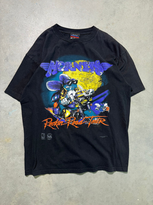 90’s Charlotte Hornets Vintage Black “Rockin’ Road Tour” Prince Purple Reign Inspired NBA Tee (XL)