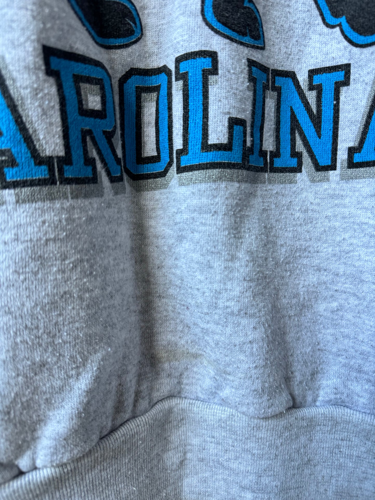 1993 Carolina Panthers Vintage Heather Grey Alternate Full Cat Logo NFL Crewneck (Medium)