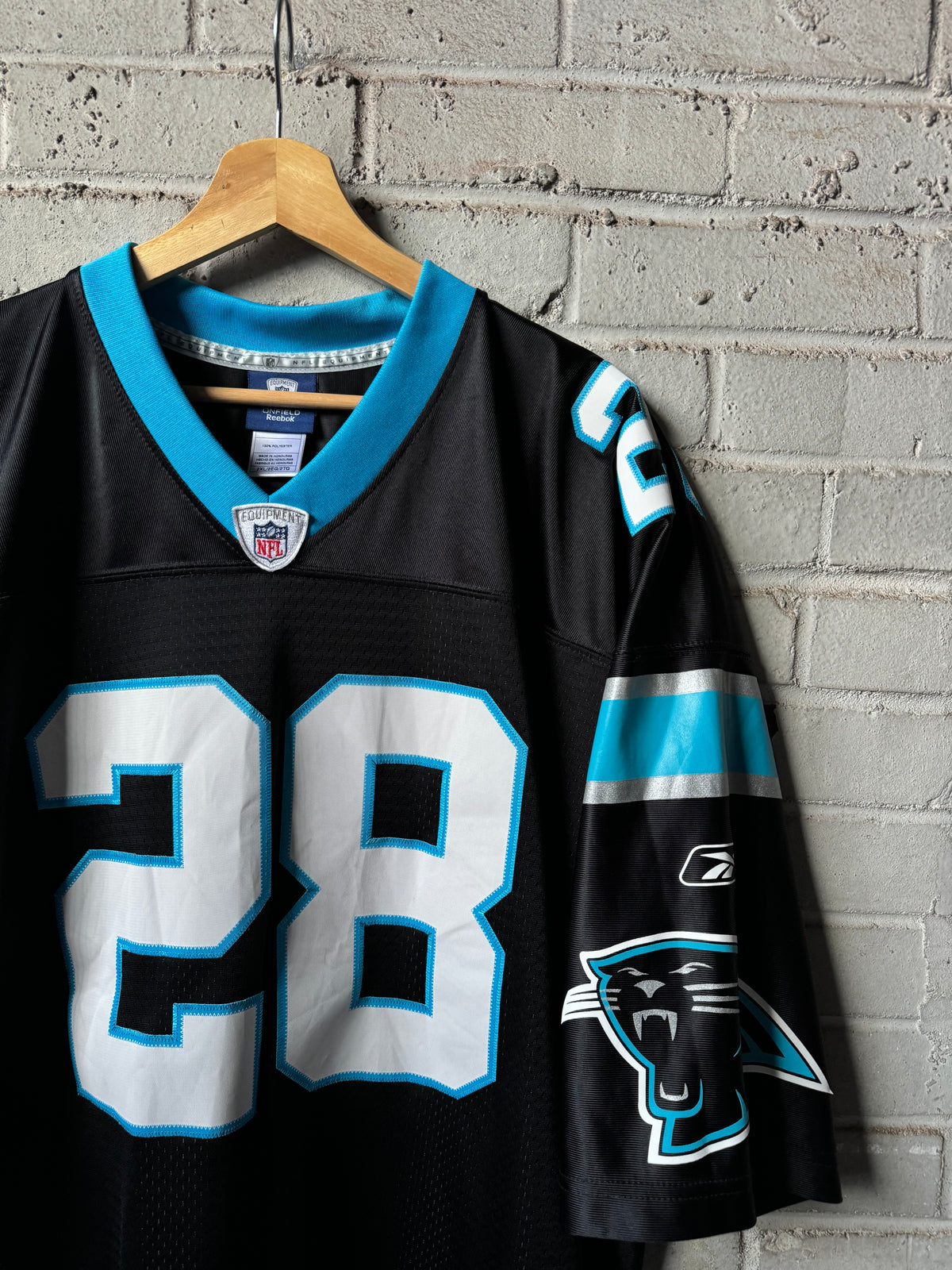 00’s Carolina Panthers Jonathan Stewart Vintage Black Reebok Stitched Swingman NFL Jersey (XXL)