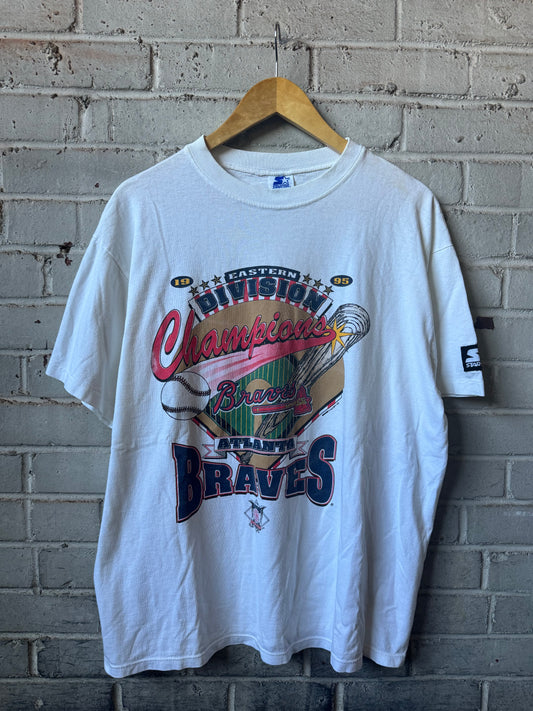 1995 Atlanta Braves Vintage White Eastern Division Champions Starter MLB Tee (Large)