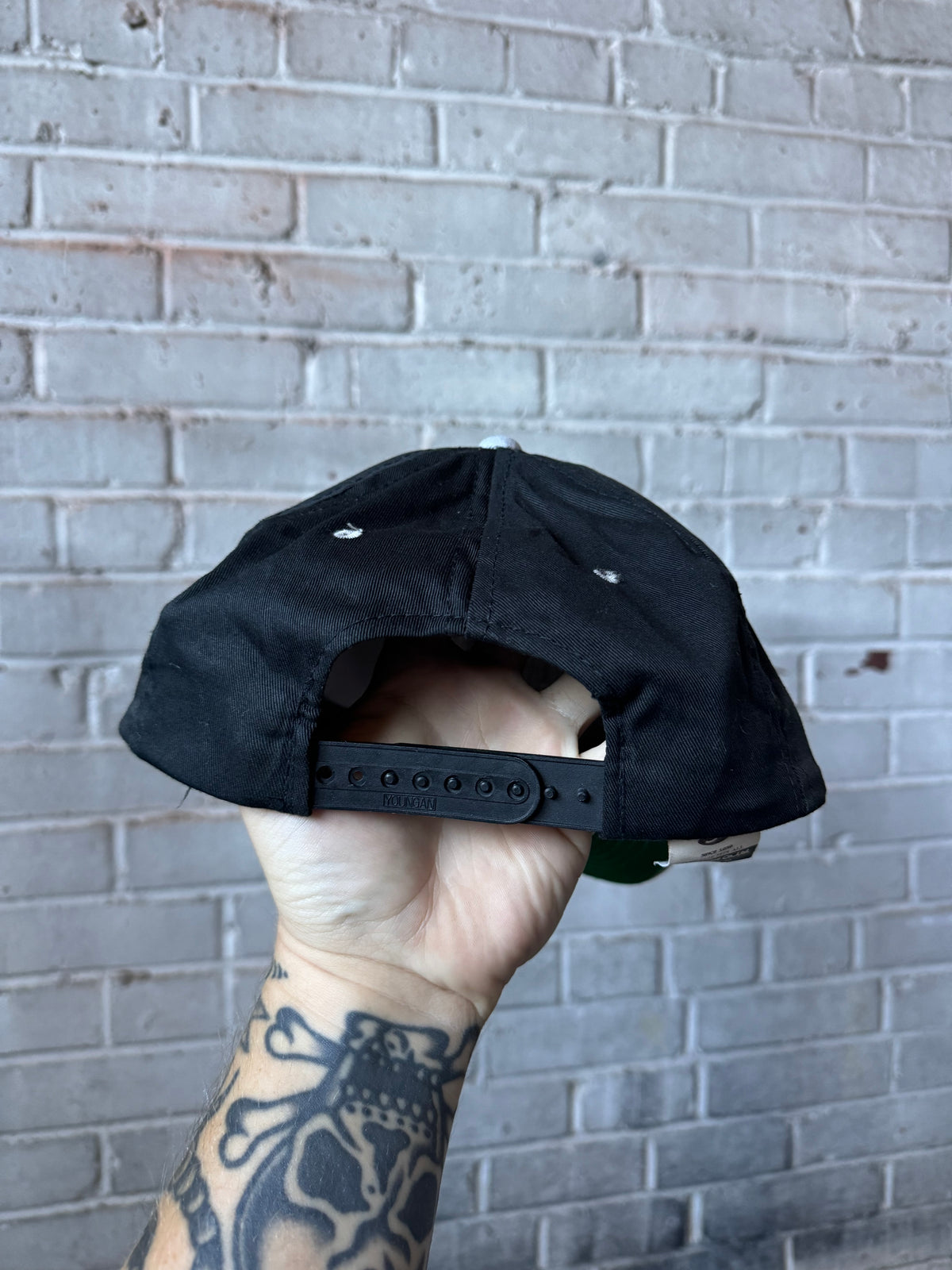 90’s Carolina Panthers Black Khaki NFL Spellout Snapback Hat (OSFA)
