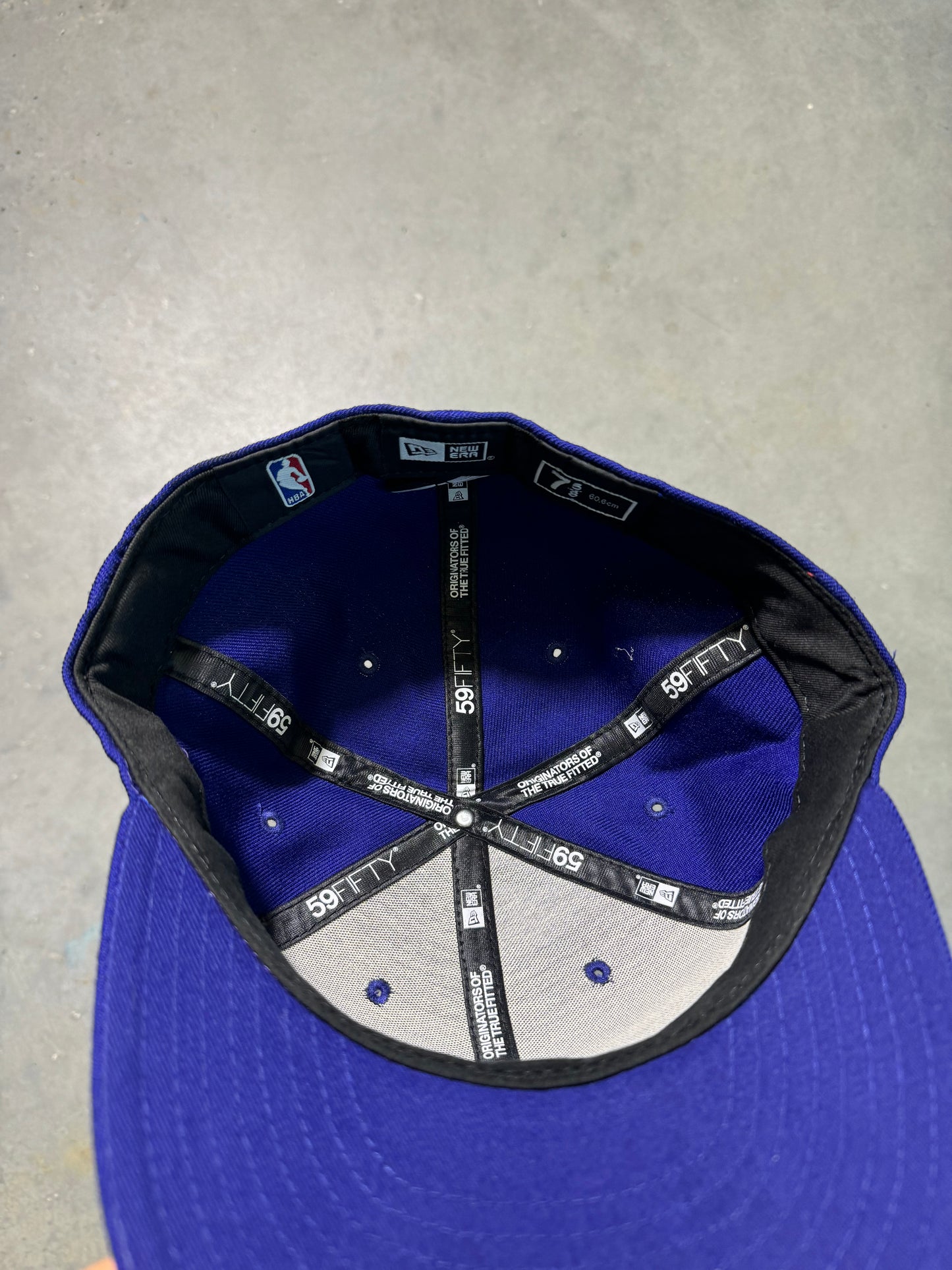 00’s Charlotte Bobcats Vintage Blue Orange New Era Wool Plain Logo NBA Fitted Hat (7 5/8)