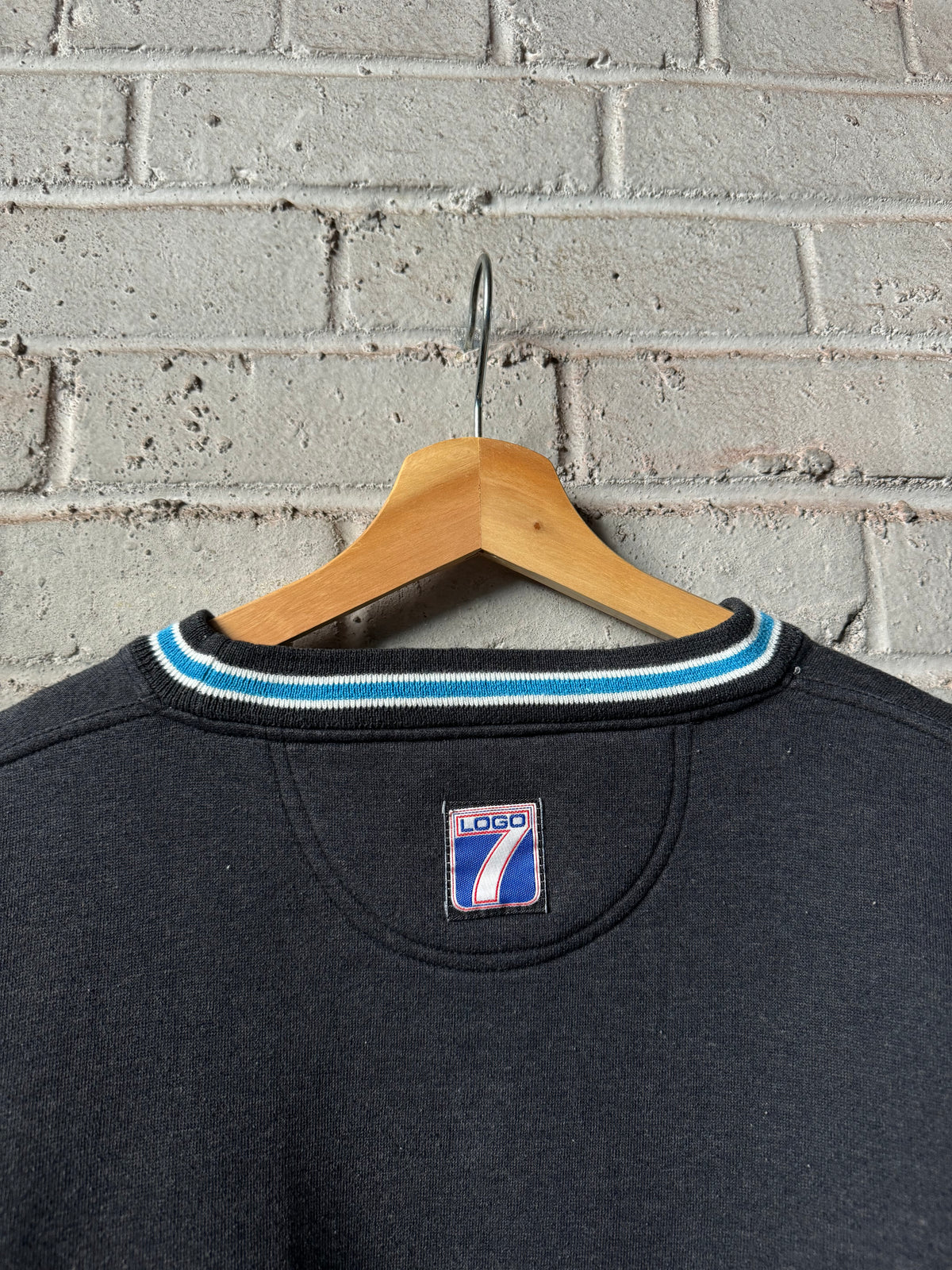 90’s Carolina Panthers Vintage Logo 7 Center Stripe Embroidered Heavyweight NFL Crewneck (Large)