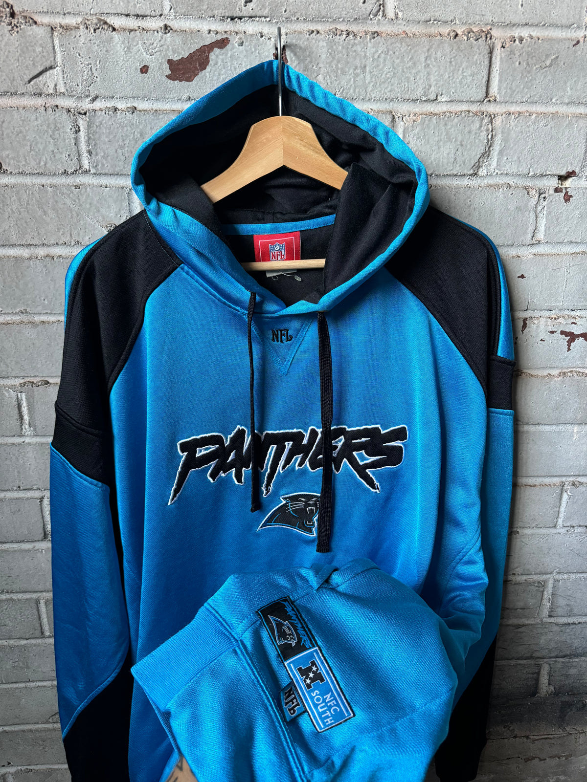 2006 Carolina Panthers Vintage Blue Dazzlecloth Cat Scratch Font Heavyweight NFL Hoodie (XXL)