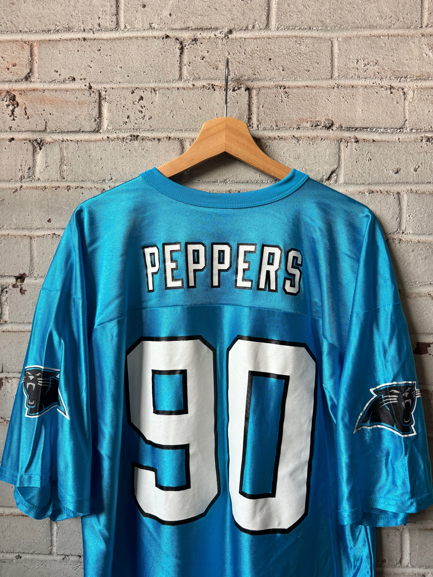 00’s Carolina Panthers Julius Peppers Vintage Blue NFL Jersey (XL)
