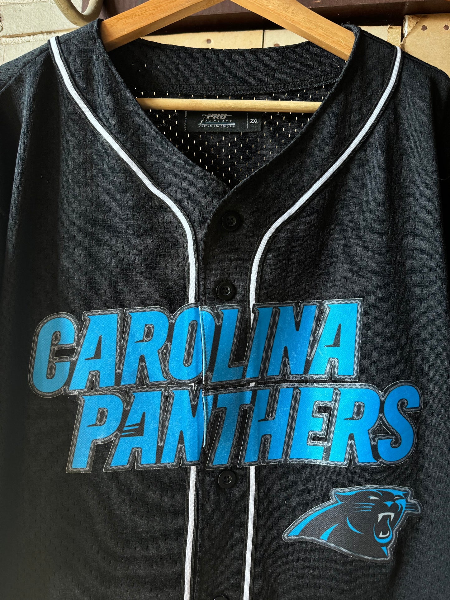 Carolina Panthers Multi Logo Embroidered Pro Standard NFL Baseball Jersey (XXL)
