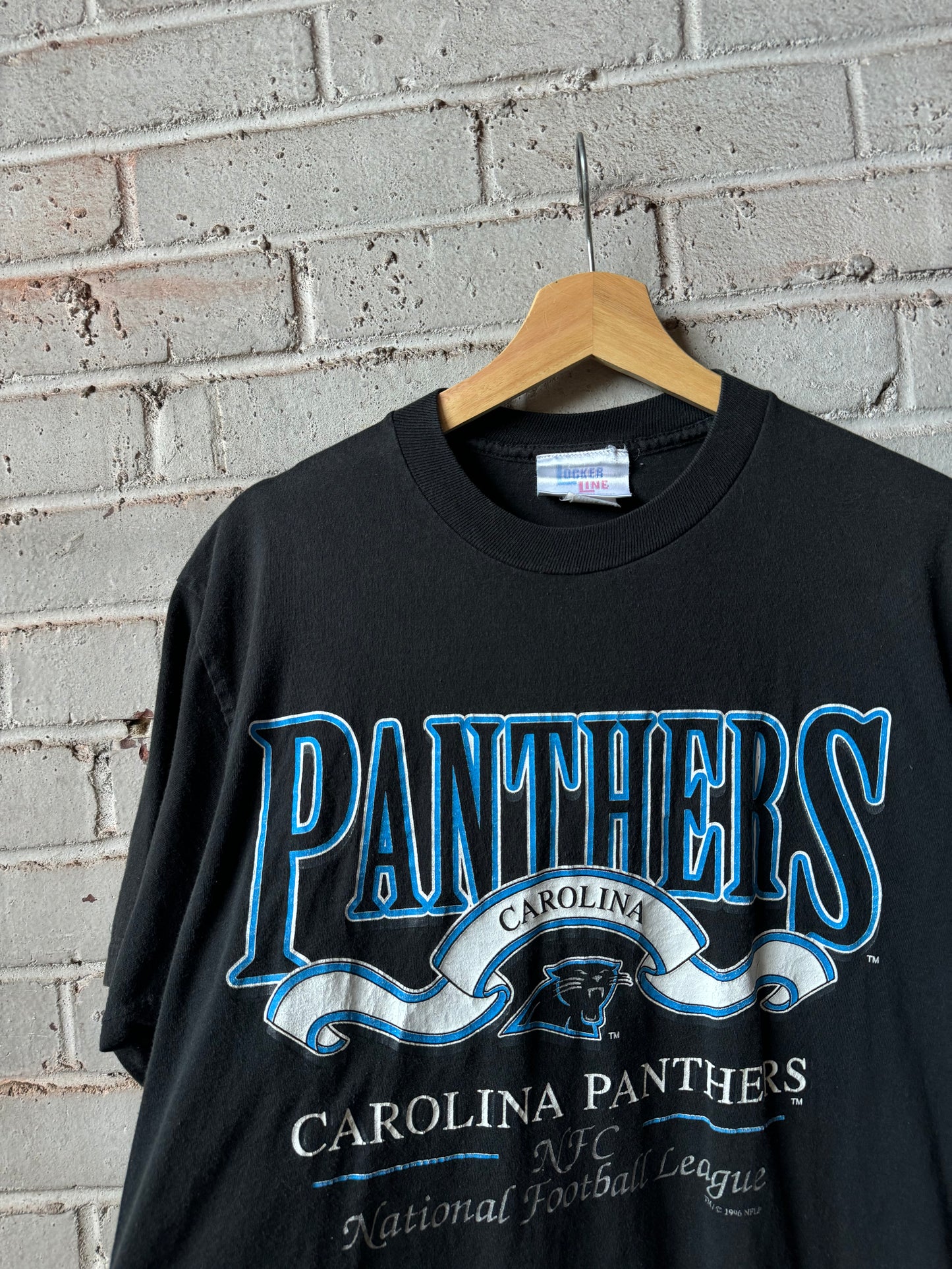 1996 Carolina Panthers Vintage Black Locker Line NFL Tee (Medium)