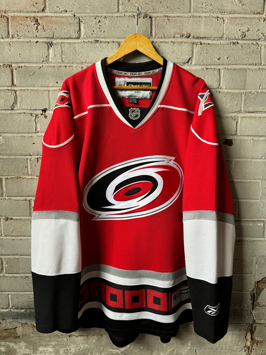 00’s Carolina Hurricanes Vintage Red Reebok Edge Era NHL Hockey Jersey - Deadstock (XXL)