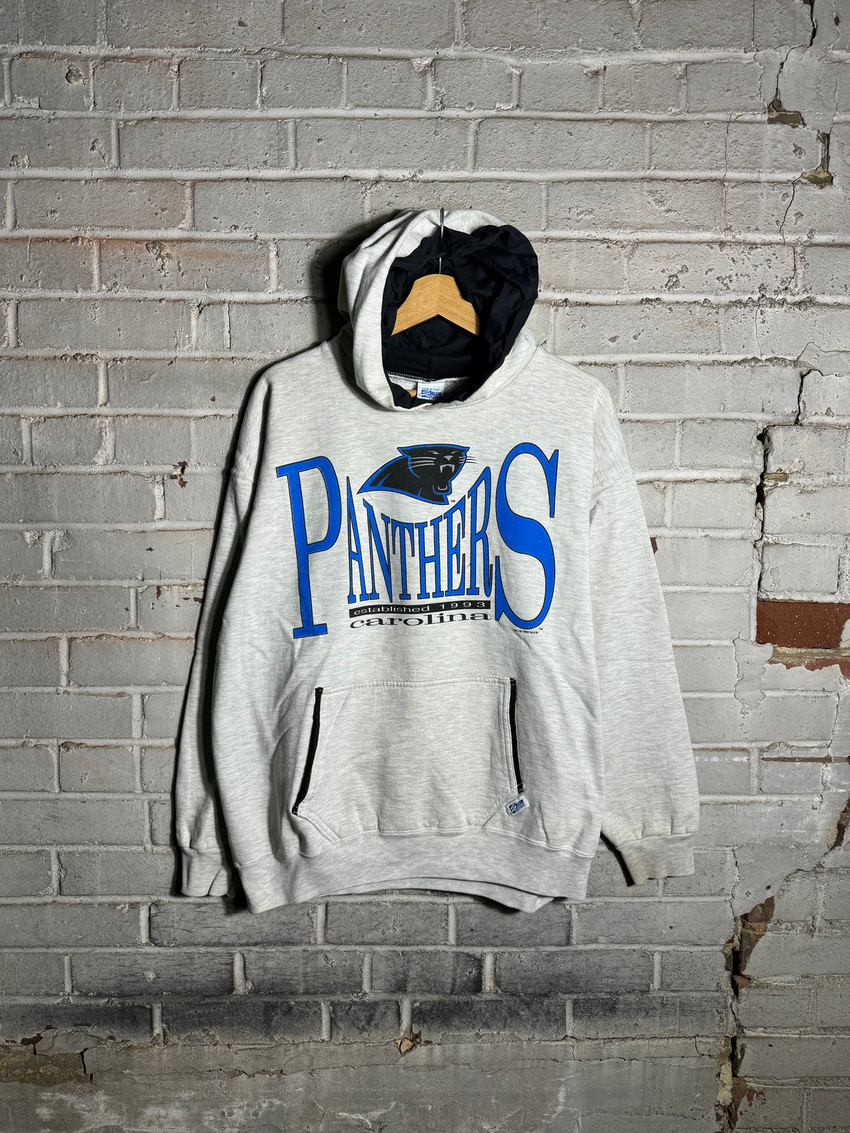 1993 Carolina Panthers Vintage Heather Grey Heavyweight Salem Sportswear NFL Hoodie (Large)