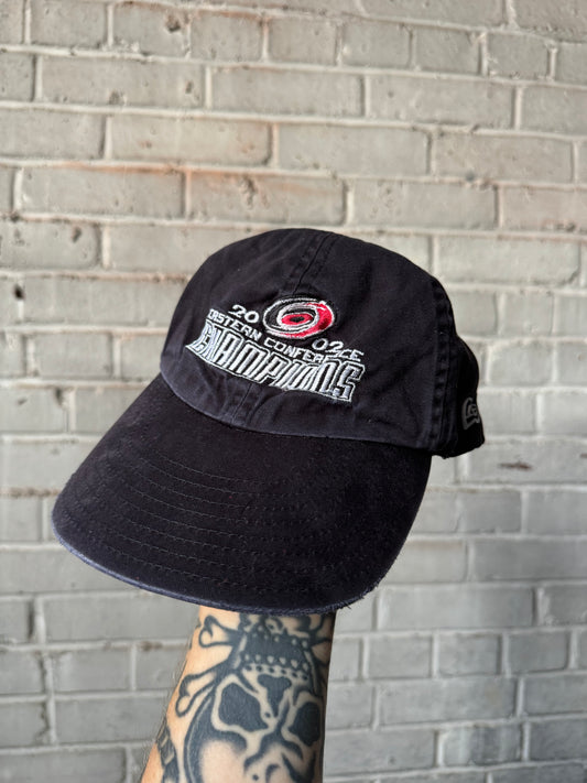 2002 Carolina Hurricanes Vintage Faded Black Eastern Conference Champions New Era Strapback Hat (OSFA)
