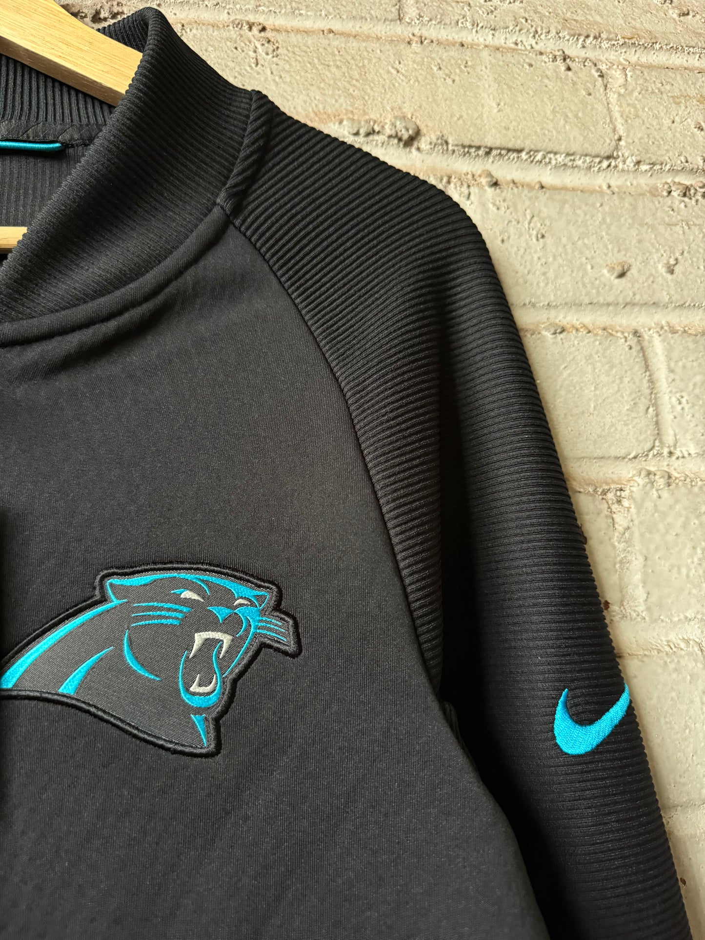2017 Carolina Panthers Black Nike Thermafit Team Issued Sideline NFL Jacket - Deadstock (Medium)