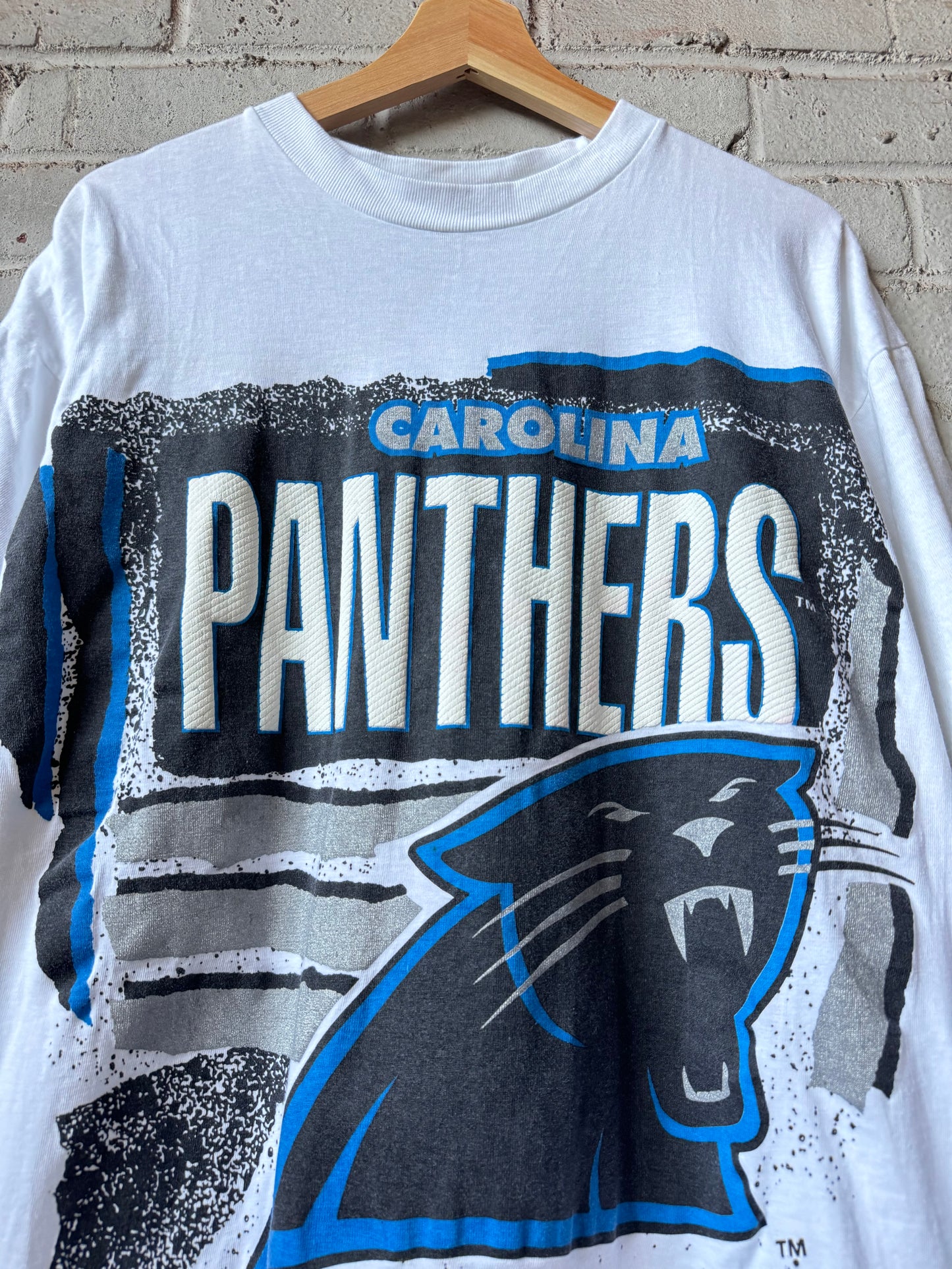1993 Carolina Panthers Vintage White Big Logo Tee by Magic Johnson Tees (Large)