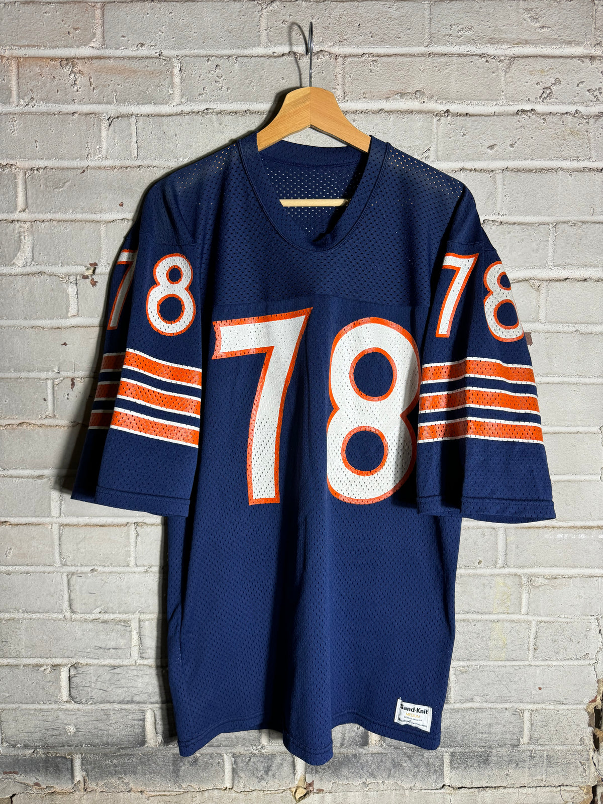 80’s Chicago Bears William “Refrigerator” Perry Vintage Navy Blue Sandknit Authentic NFL Jersey (Medium)