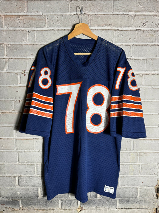 80’s Chicago Bears William “Refrigerator” Perry Vintage Navy Blue Sandknit Authentic NFL Jersey (Medium)