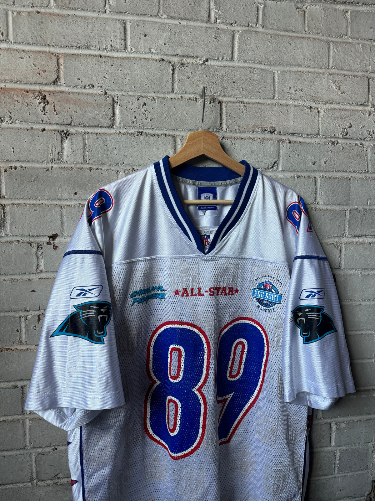 2006 Carolina Panthers Steve Smith White Reebok Pro Bowl NFL Jersey (XL)