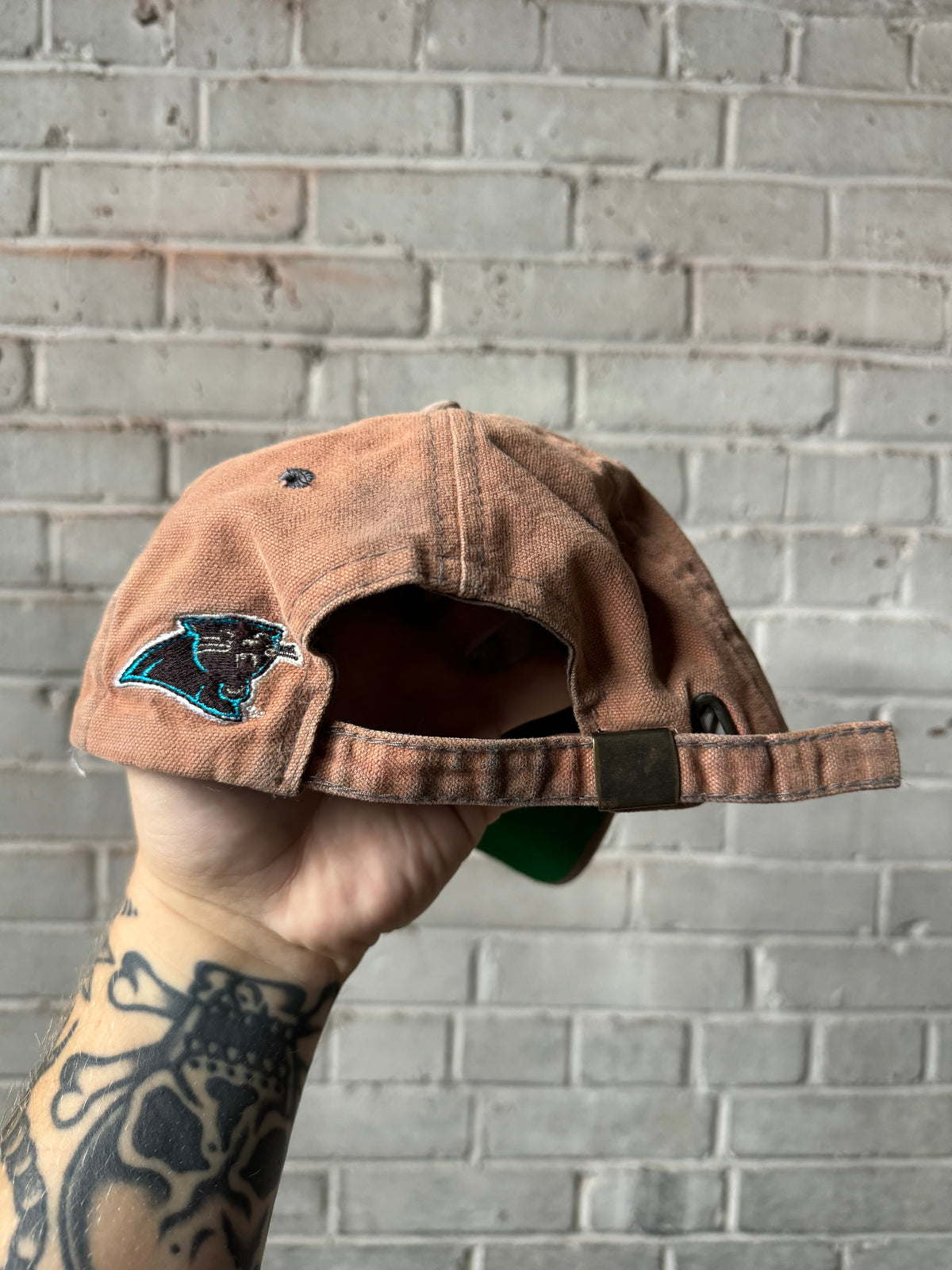 90’s Carolina Panthers Vintage Eastport Bleached Out NFL Strapback Hat (OSFA)