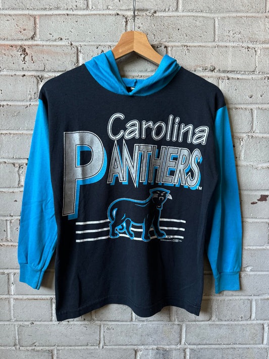 1994 Carolina Panthers Vintage Alternate Big Cat Kids Colorblocked Hoodie (Youth Medium)